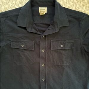 L.L. Bean Men's Navy Sort Brushed Cotton Chamois Utility Shirt Size L EUC